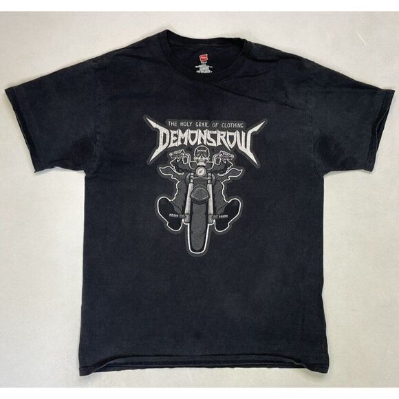 Demonsrow Riding Never Hiding Motorcycle Graphic T-shirt Men Large Black - Picture 1 of 6